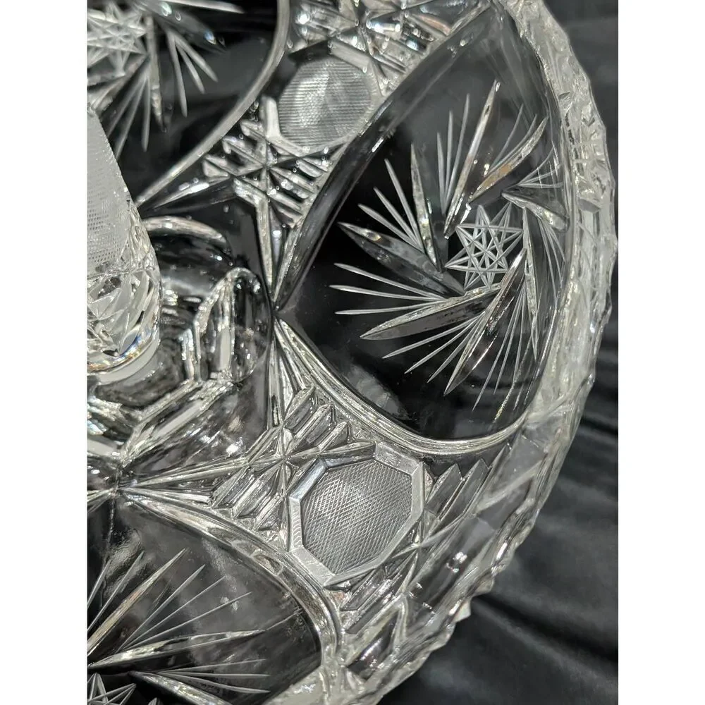 Vintage American Brilliant Cut Rare 2 Piece 1880's Glass Empergne